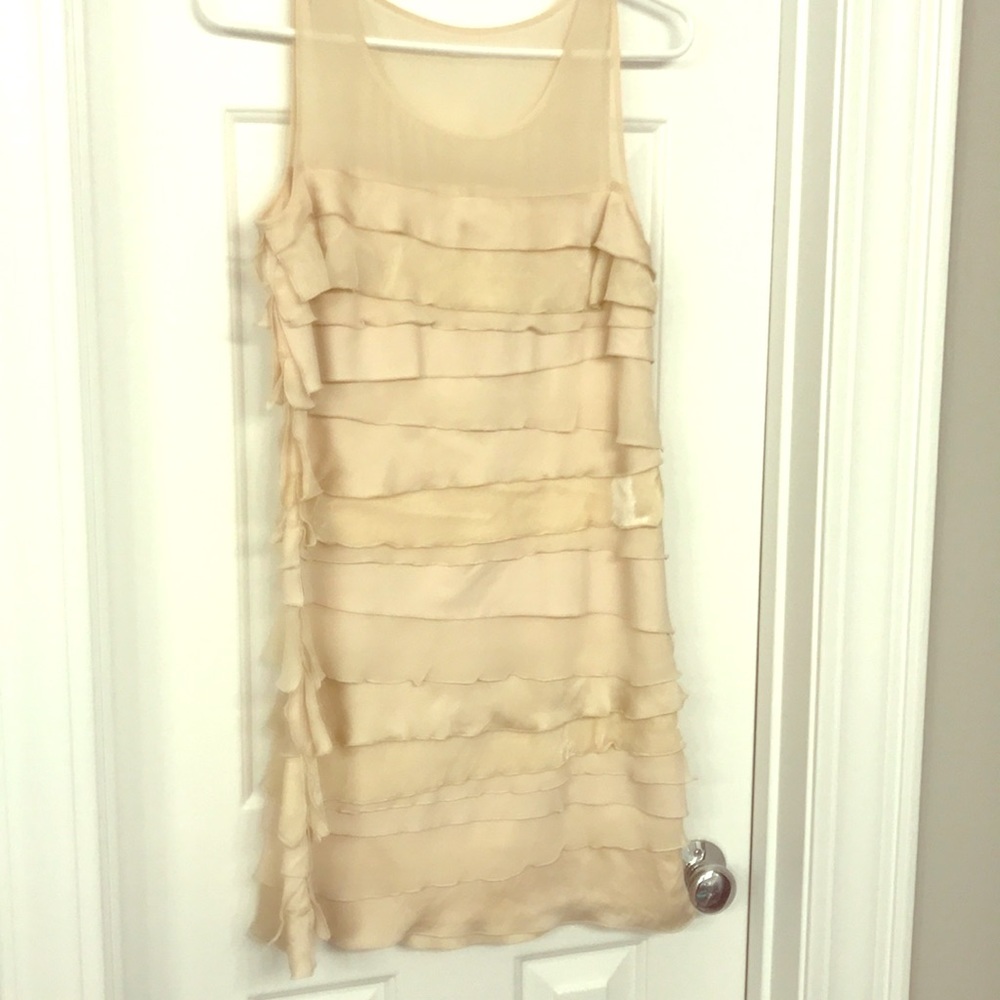 Loft ivory velvet and chiffon cocktail dress